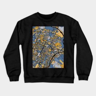 Turin Map Pattern in Blue & Gold Crewneck Sweatshirt